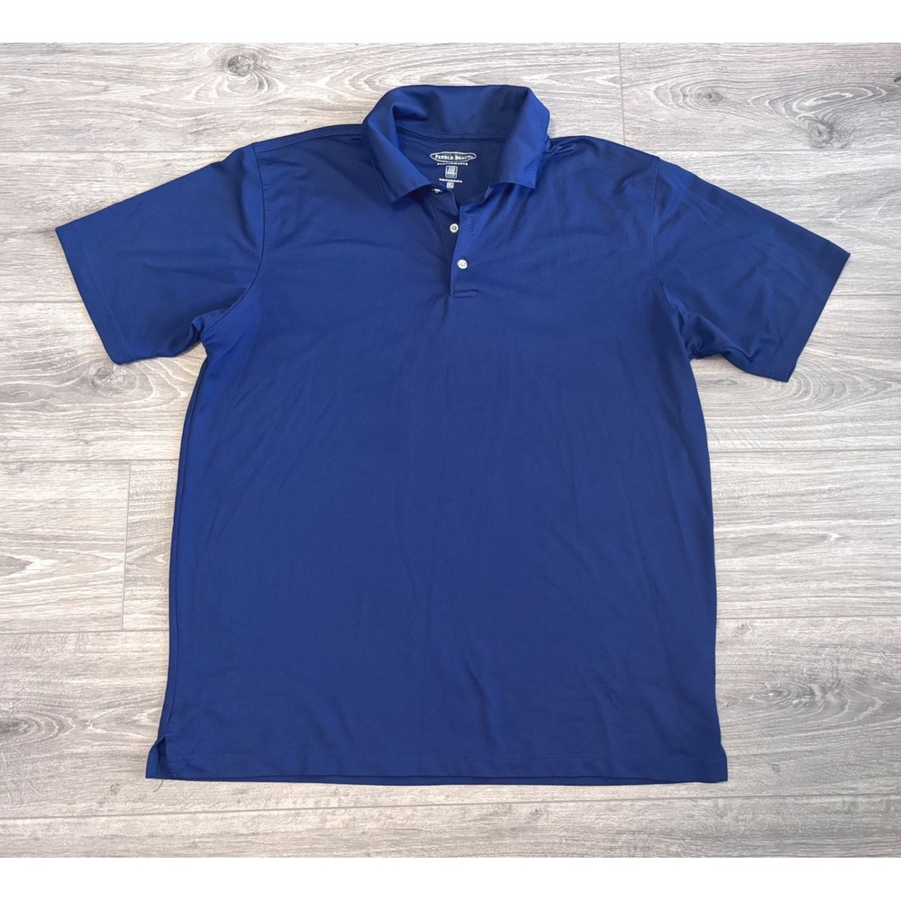 Pebble Beach Performance Golf Polo Shirt Mens XL‎ Blue Comfort Cool